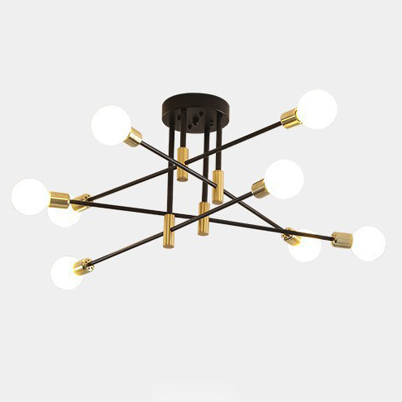 Sputnik Metal Semi Flush Ceiling Lights Modern Living Room Semi Flush Mount Light Fixture