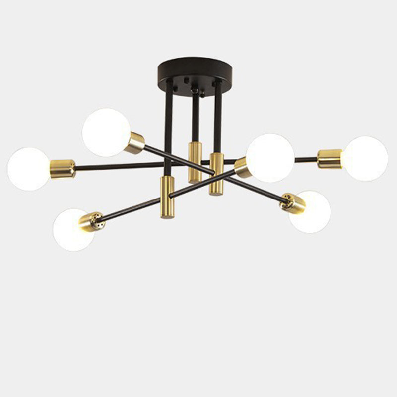Sputnik Metal Semi Flush Ceiling Lights Modern Living Room Semi Flush Mount Light Fixture
