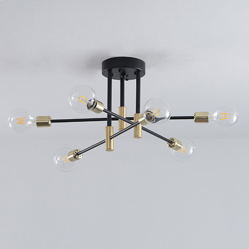 Sputnik Metal Semi Flush Ceiling Lights Modern Living Room Semi Flush Mount Light Fixture