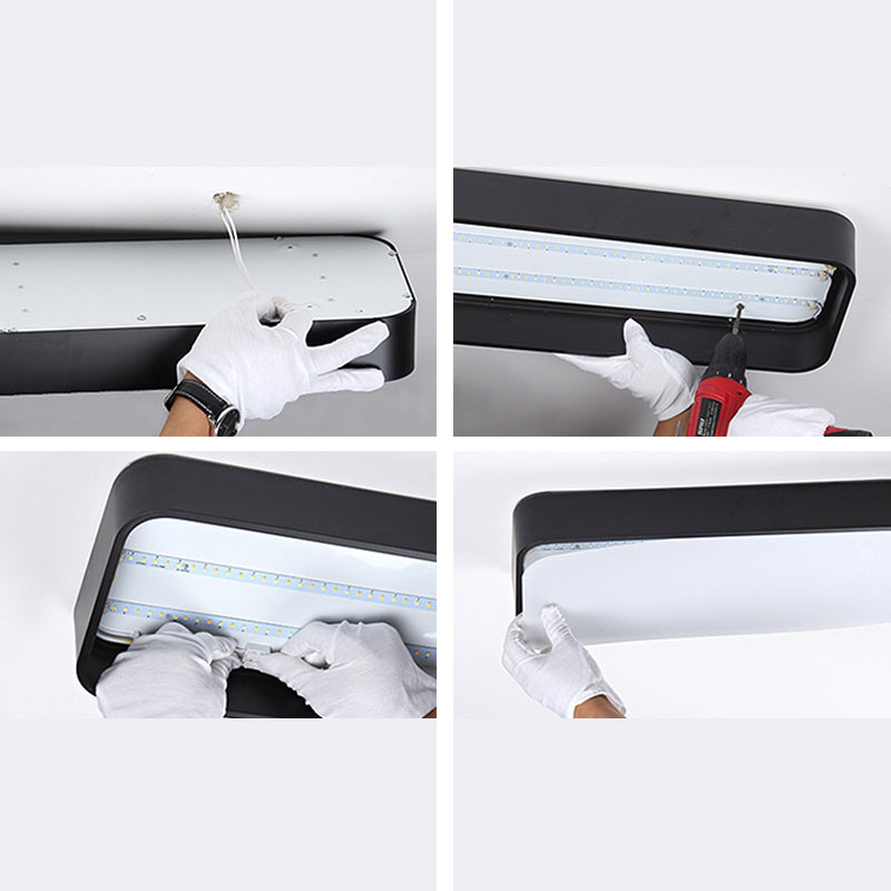 Luminaires encastrés de plafond rectangulaires en métal, luminaires modernes de bureau