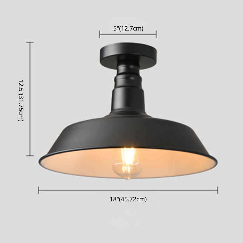 Black Antique Flush Mount Ceiling Light 1-Light Warehouse Semi-Flush Mount Ceiling Fixture