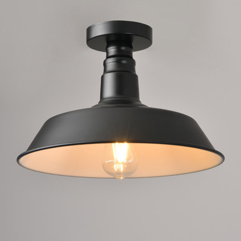 Black Antique Flush Mount Ceiling Light 1-Light Warehouse Semi-Flush Mount Ceiling Fixture