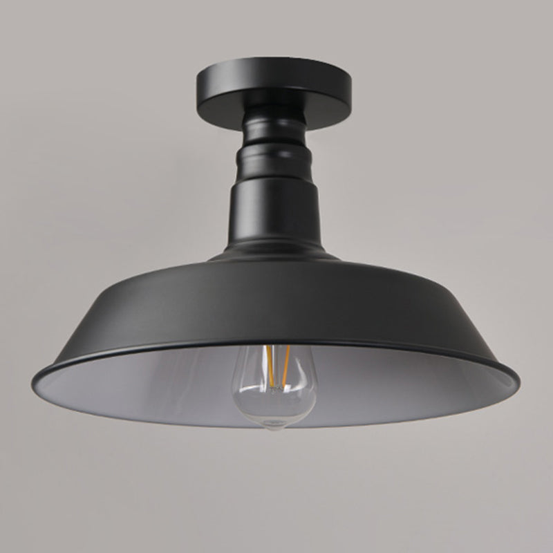 Black Antique Flush Mount Ceiling Light 1-Light Warehouse Semi-Flush Mount Ceiling Fixture