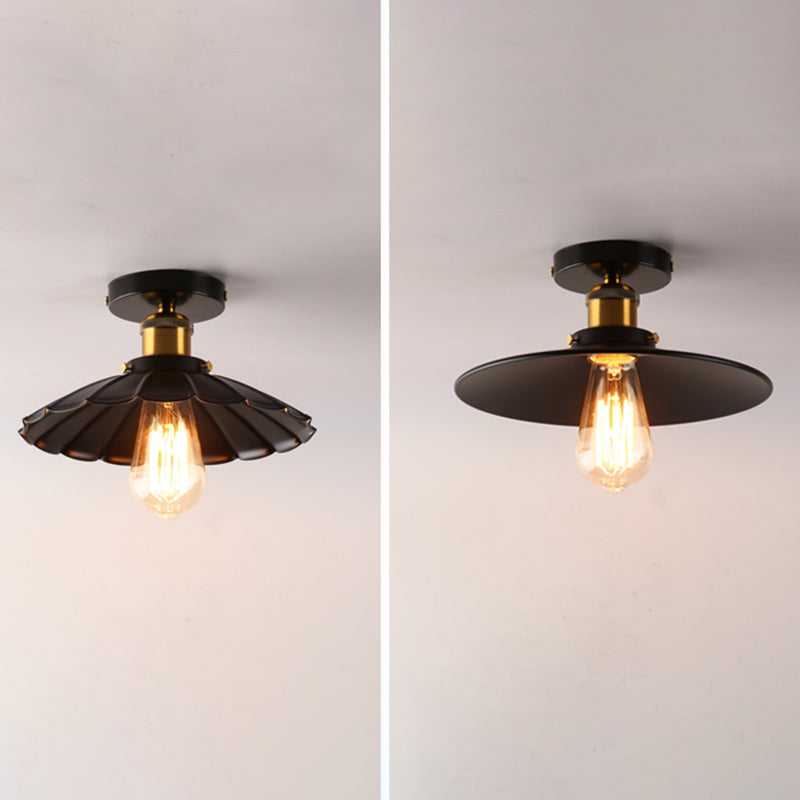 Schwarz mit Schirgel mit Flush Mount Industrial inspirierte 1-leichte Halbblöde-Deckenleuchten