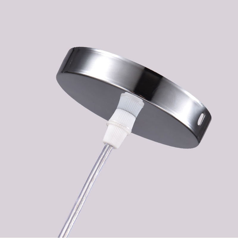 Chrome Finish Spherical Hanging Light Minimalist 1 Head White Glass Pendant for Dinner