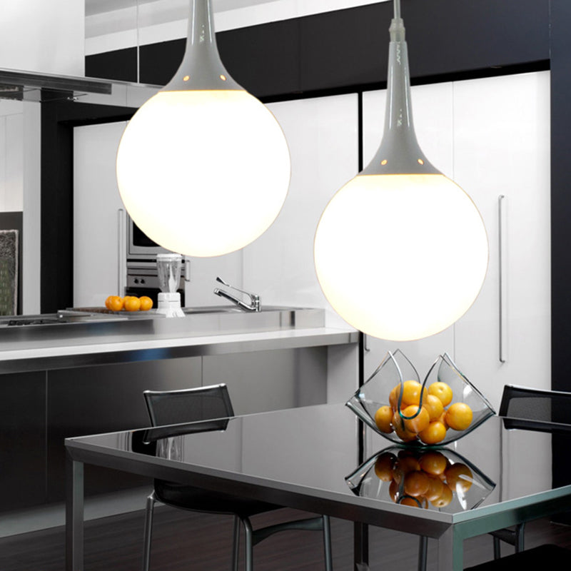 Pendre suspension en forme de larme blanche Simplicité 1 ampoule Verre d'opale Lumière suspendue