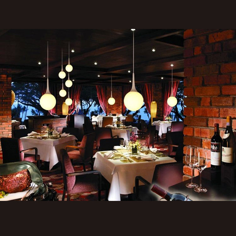 Pendre suspension en forme de larme blanche Simplicité 1 ampoule Verre d'opale Lumière suspendue