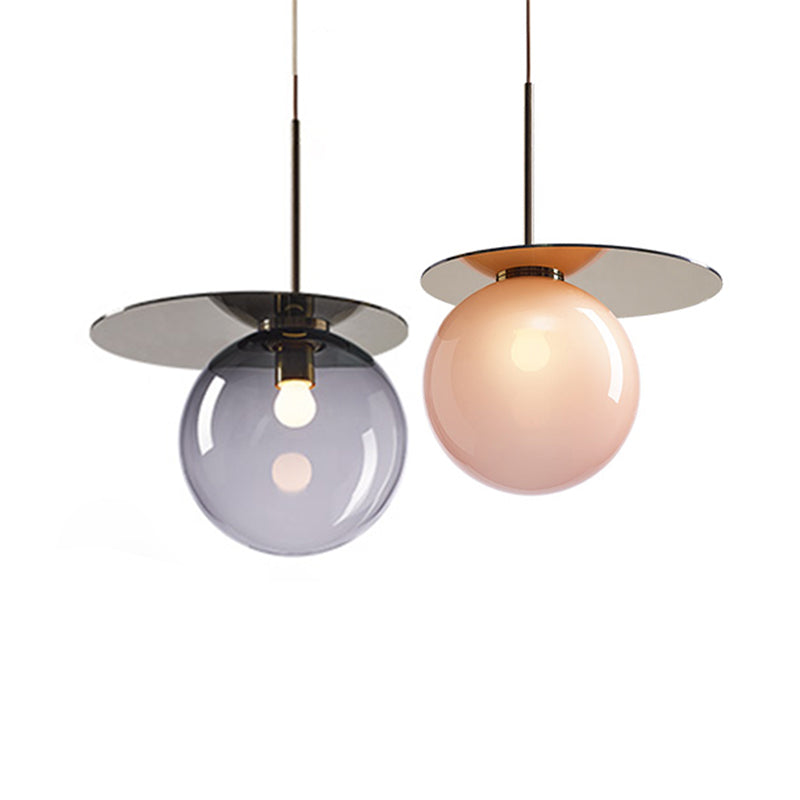 Global Shade Pendant Light Novelty Nordic Glass 1-Light Dining Room Suspension Light