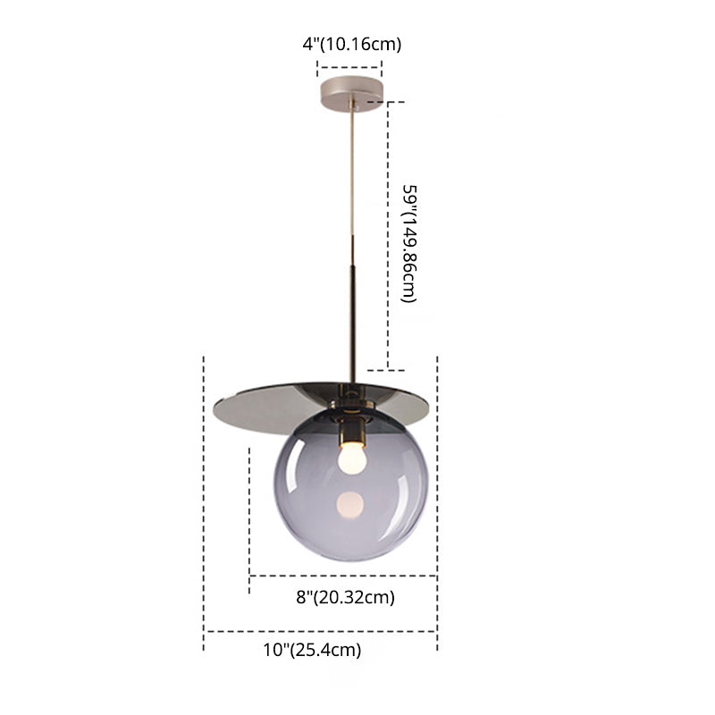 Global Shade Pendant Light Novelty Nordic Glass 1-Light Dining Room Suspension Light
