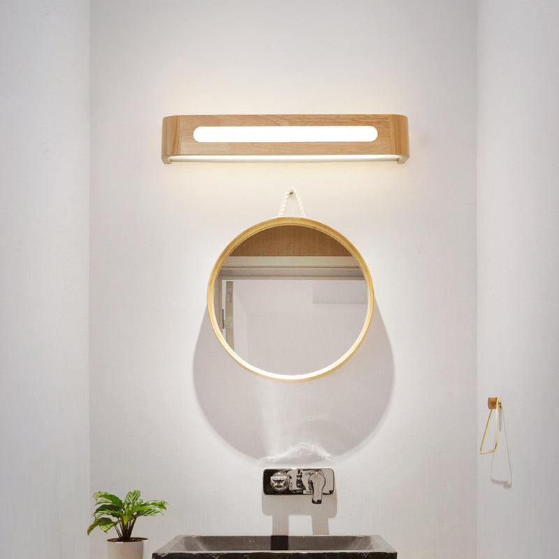 Modern Minimalist Style Rectangle Vanity Wall Light Fixtures Wood Vanity Lights