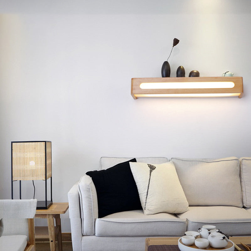 Modern Minimalist Style Rectangle Vanity Wall Light Fixtures Wood Vanity Lights