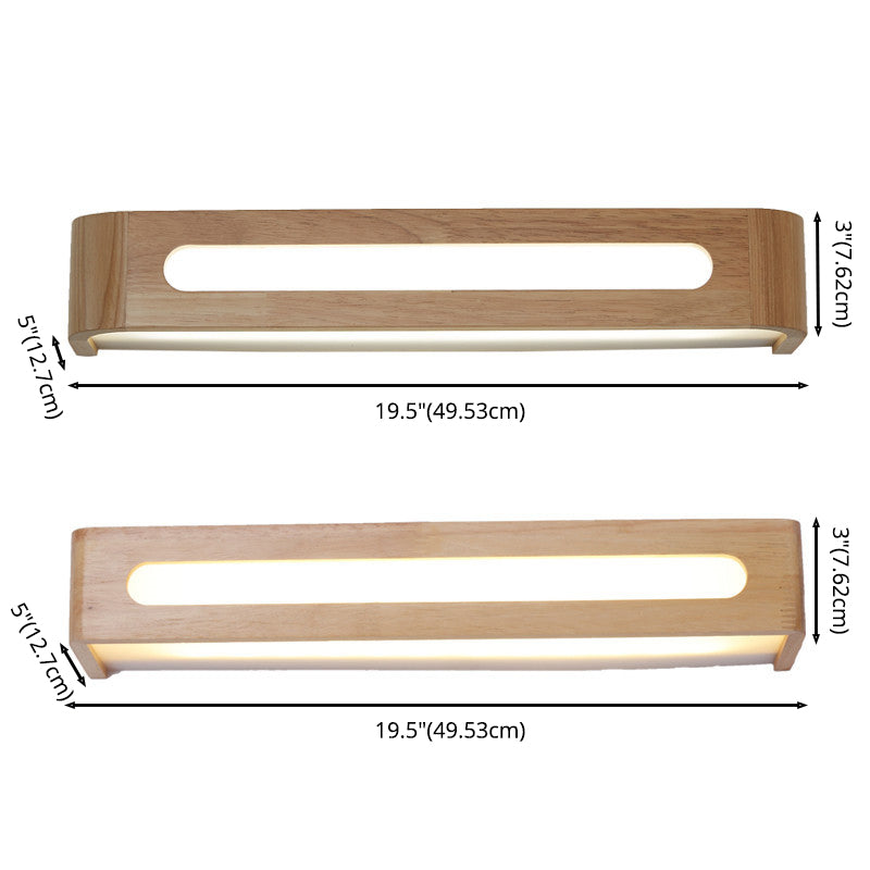 Modern Minimalist Style Rectangle Vanity Wall Light Fixtures Wood Vanity Lights