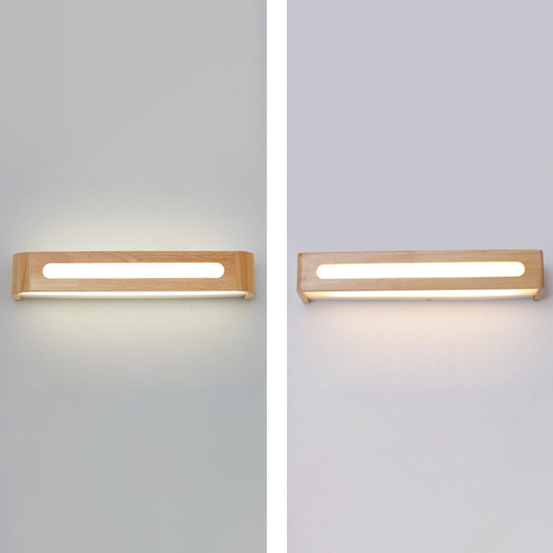 Modern Minimalist Style Rectangle Vanity Wall Light Fixtures Wood Vanity Lights