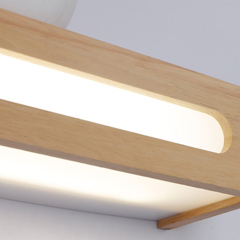 Modern Minimalist Style Rectangle Vanity Wall Light Fixtures Wood Vanity Lights