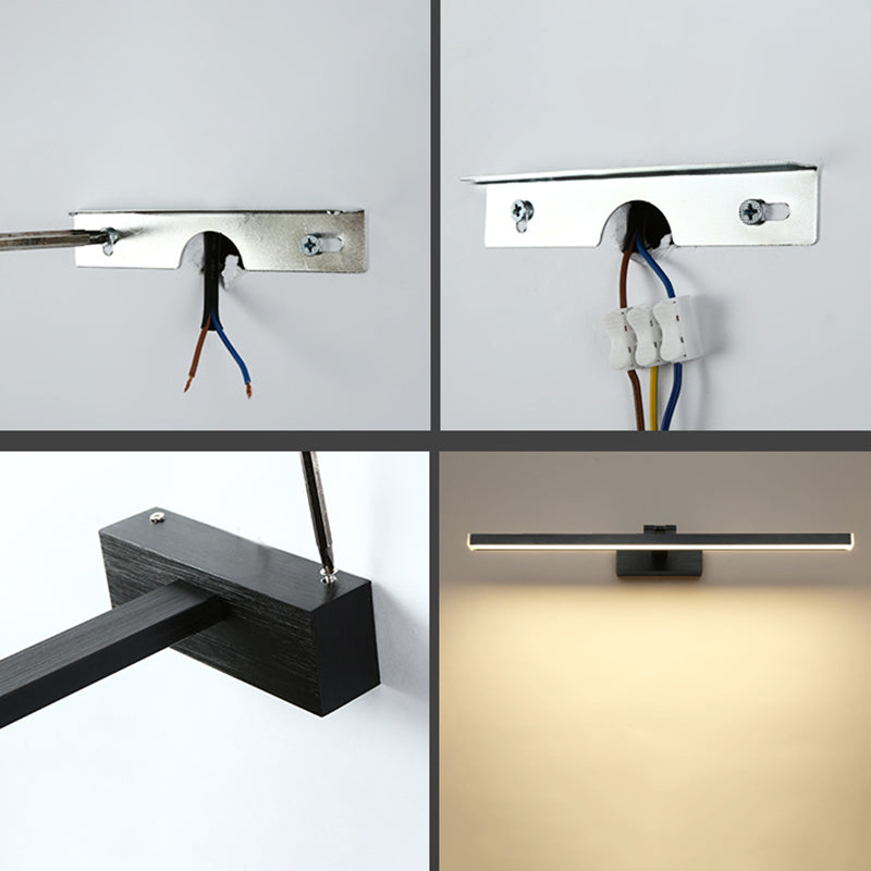Modern Minimalist Style Linear Wall Mounted Vanity Lights Metal Vanity Sconce for Toilet