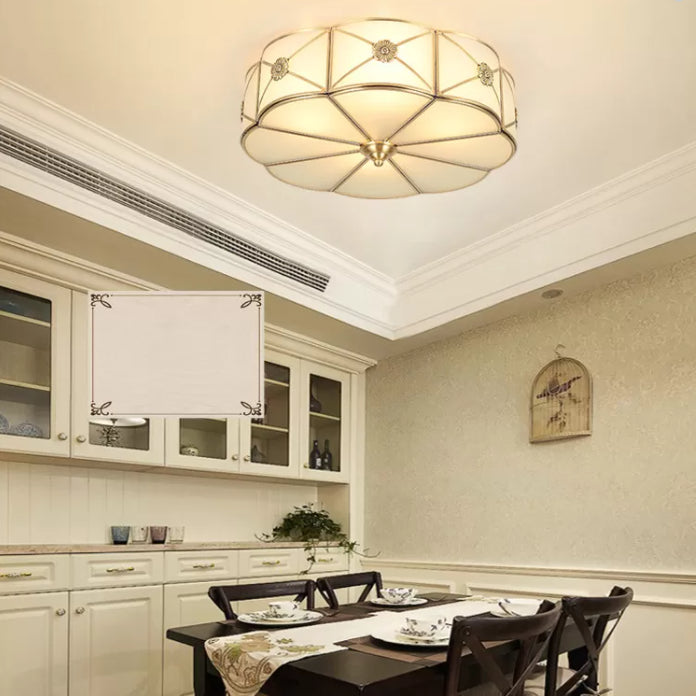 Tambour traditionnel semi-plat Allumage de la crème de crème Verre Semi-Flush Fixation du plafond pour la salle de séjour