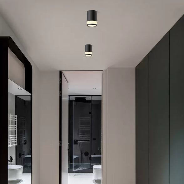 Nordic Cylinder Shaped Flush Lamp Acrylic Living Room Background LED Downlight