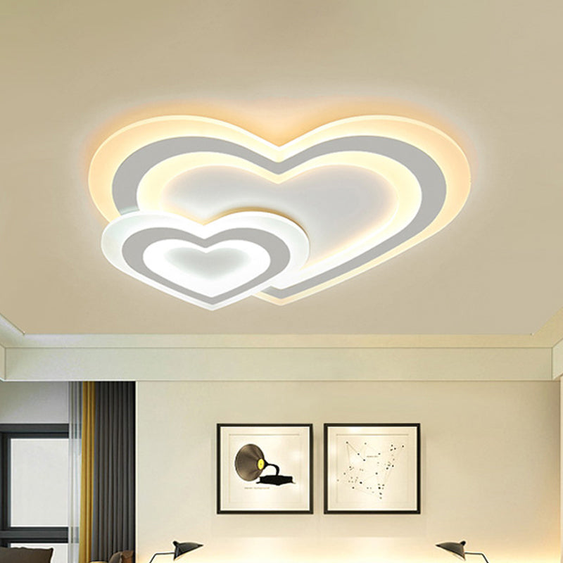 Luz de montura de corazón de amor blanco Iluminación de techo acrílico Acrílico LED Romántico