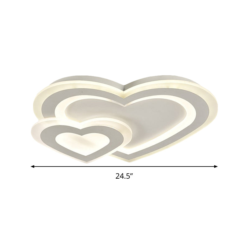 White Loving Heart Flush Mount Light Modern Romantic LED Acrylic Ceiling Lighting