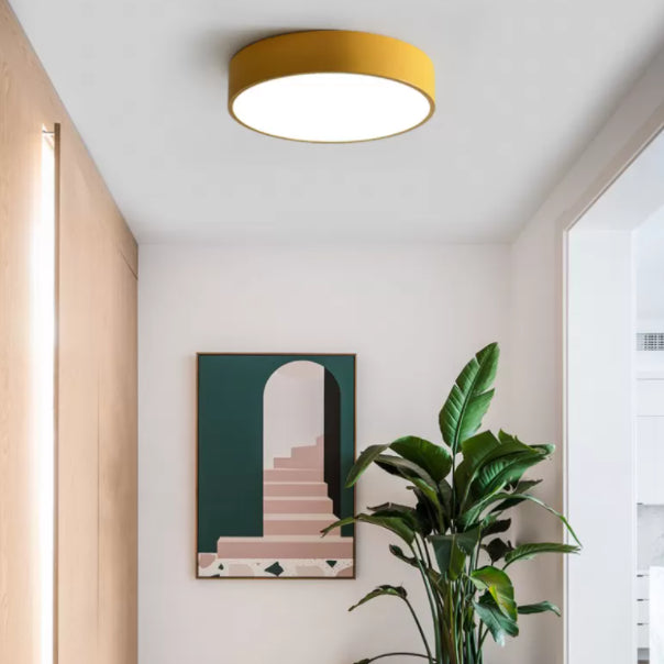 Nordic Style Circular Semi Flush Mount Ceiling Light Metal Semi Flush Ceiling Light for Bedroom