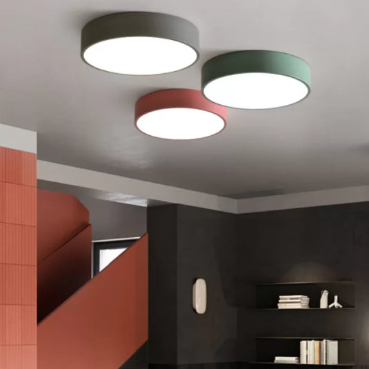 Nordic Style Circular Semi Flush Mount Ceiling Light Metal Semi Flush Ceiling Light for Bedroom