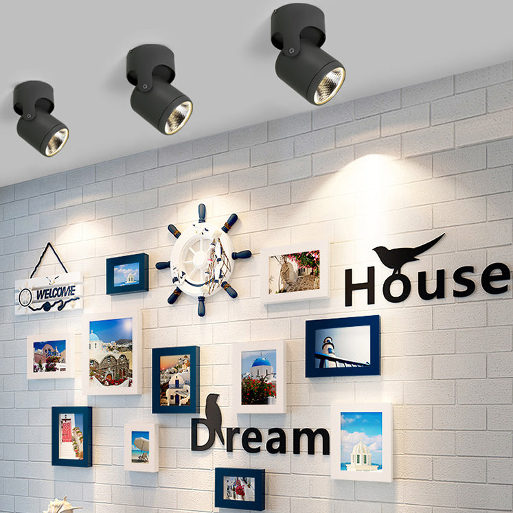 Luz empotrada cilíndrica giratoria estilo macarrón LED con pantalla de metal para dormitorio