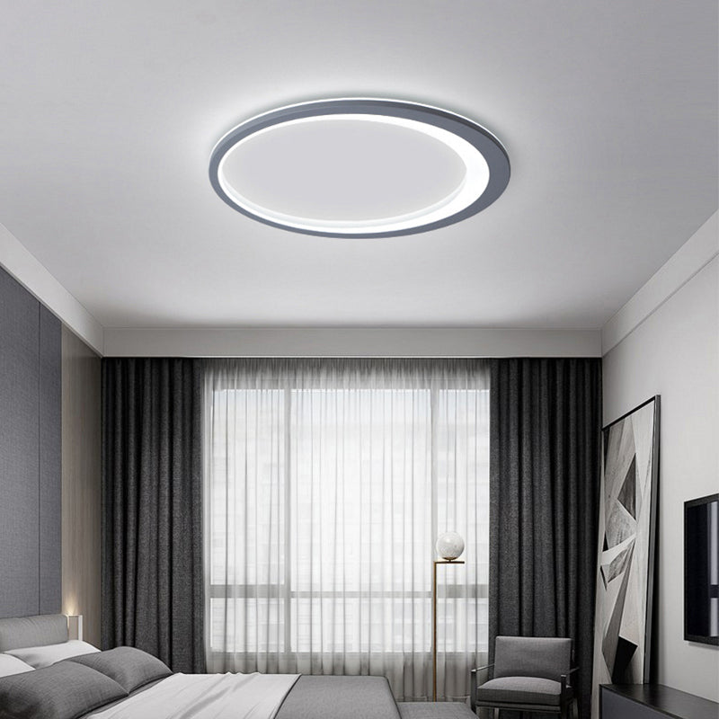 12"/16"/19.5" W Grey Oval Ring Ceiling Light Nordic Style LED Metallic Flush Mount Lamp in Warm/White/3 Color Light