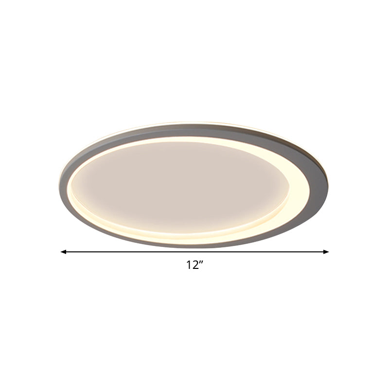 12"/16"/19.5" W Grey Oval Ring Ceiling Light Nordic Style LED Metallic Flush Mount Lamp in Warm/White/3 Color Light