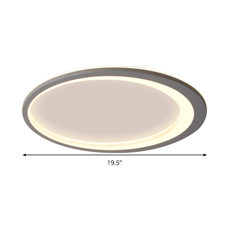 12"/16"/19.5" W Grey Oval Ring Ceiling Light Nordic Style LED Metallic Flush Mount Lamp in Warm/White/3 Color Light