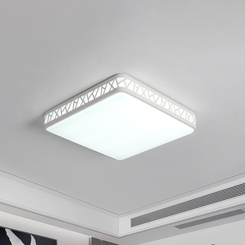 Lámpara de techo empotrada en forma de caja cuadrada, montaje empotrado LED metálico integrado contemporáneo en blanco