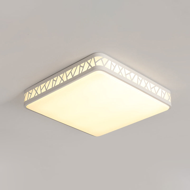Lámpara de techo empotrada en forma de caja cuadrada, montaje empotrado LED metálico integrado contemporáneo en blanco