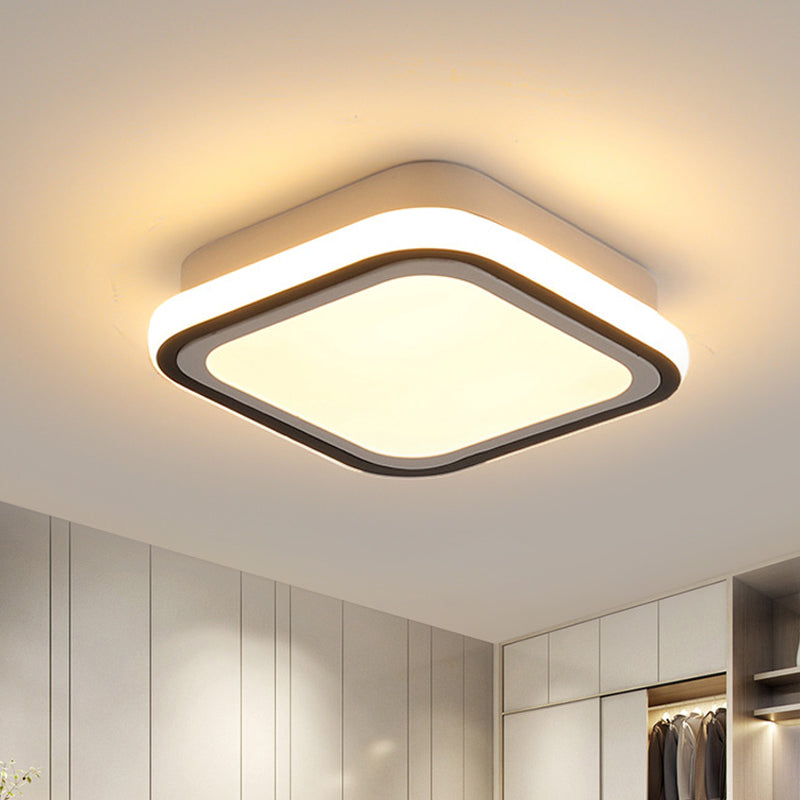 LED-gangplafondinbouwlamp Minimalistisch zwart inbouwlichtarmatuur met ronde/vierkante metalen kap in wit/3 kleurenlicht