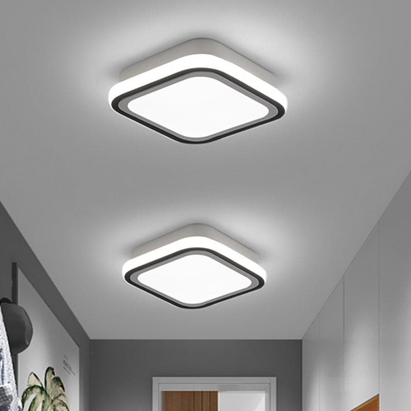 LED-gangplafondinbouwlamp Minimalistisch zwart inbouwlichtarmatuur met ronde/vierkante metalen kap in wit/3 kleurenlicht
