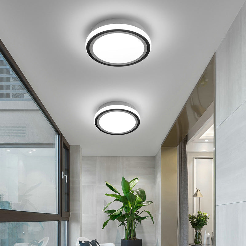 LED-gangplafondinbouwlamp Minimalistisch zwart inbouwlichtarmatuur met ronde/vierkante metalen kap in wit/3 kleurenlicht
