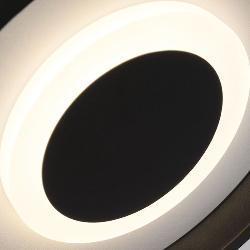 Mini plafonnier à cadre rond/carré noir, éclairage encastré métallique à LED minimal en lumière chaude/blanche/3 couleurs