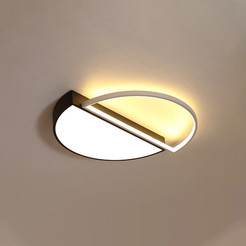 Splicing Round Flush Mount Ceiling Light Modernity Metal LED Black/White Flush Lamp in Warm/White Light/Remote Control Stepless Dimming, 18"/21.5" W