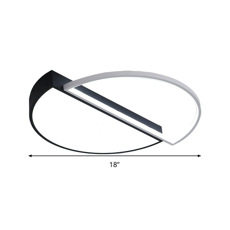 Splicing Round Flush Mount Ceiling Light Modernity Metal LED Black/White Flush Lamp in Warm/White Light/Remote Control Stepless Dimming, 18"/21.5" W