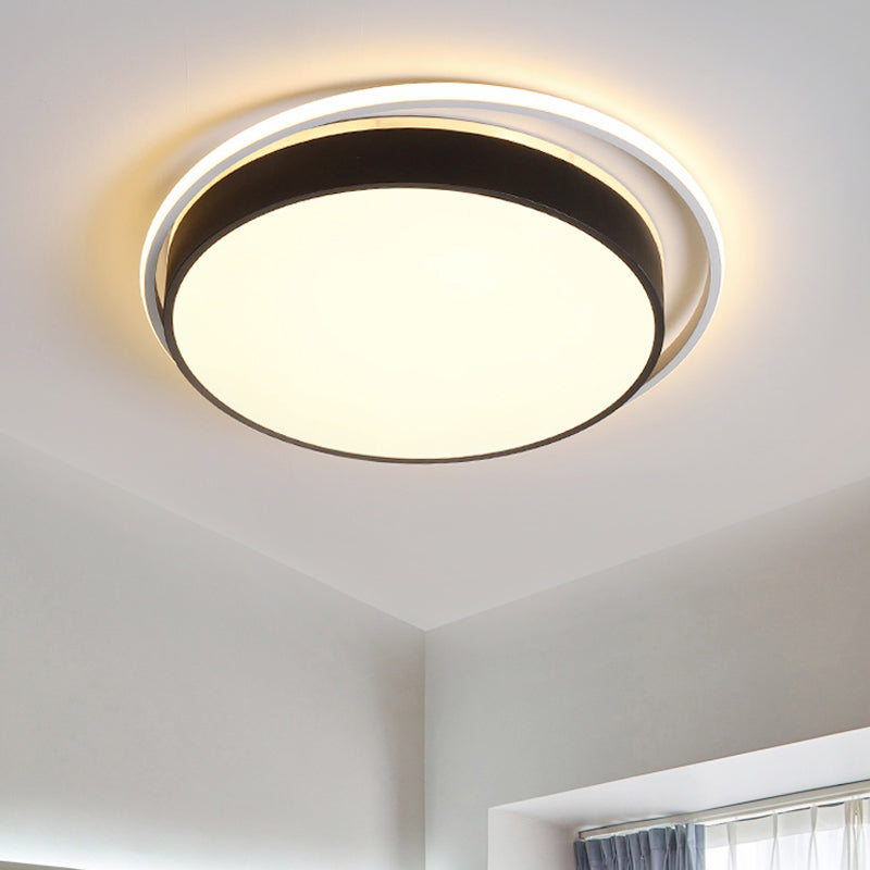 Black / Gold Round Flush Mount Light 10 "/18" /21.5 " W Simple Acrylique LED Ceiling Lighting in Warm / White Light / Remote Control Stepless Dimming