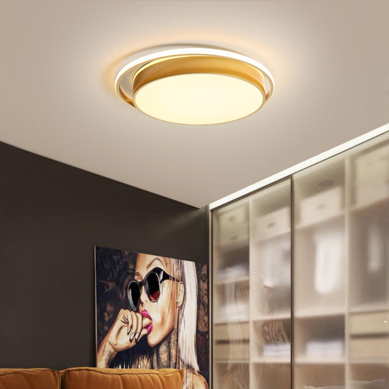 Black / Gold Round Flush Mount Light 10 "/18" /21.5 " W Simple Acrylique LED Ceiling Lighting in Warm / White Light / Remote Control Stepless Dimming