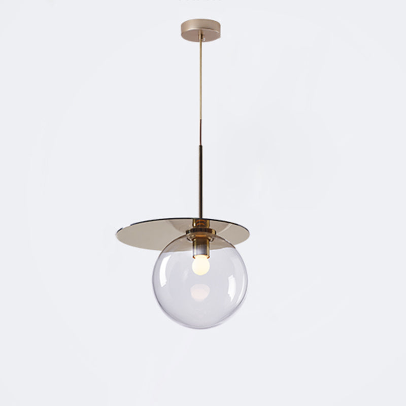 Global Shade Pendant Light Novelty Nordic Glass 1-Light Dining Room Suspension Light