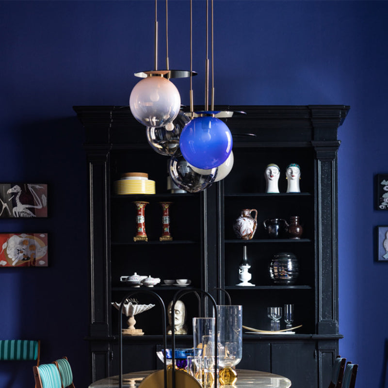 Global Shade Pendant Light Novelty Nordic Glass 1-Light Dining Room Suspension Light