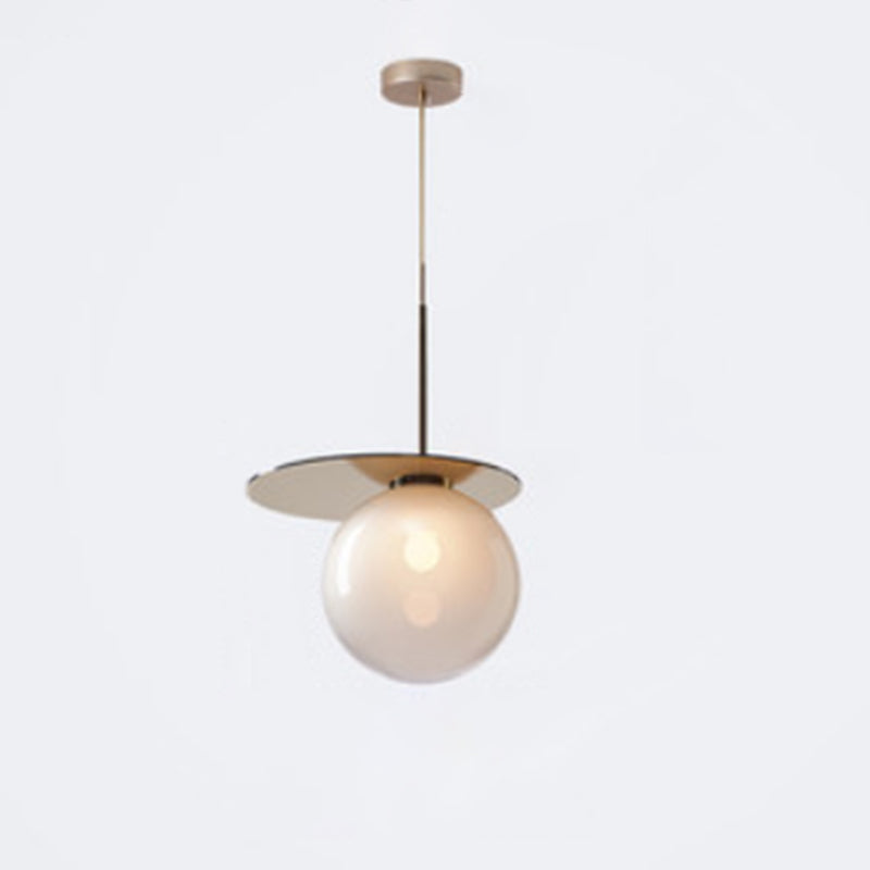 Global Shade Pendant Light Novelty Nordic Glass 1-Light Dining Room Suspension Light