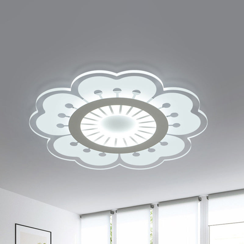 Blume Deckenbefestigung Zeitgenössische Acryl Weiß 16.5 "/20.5" Breite LED Bündig Montieren Beleuchtung, Warm/White/3 Farbe Licht