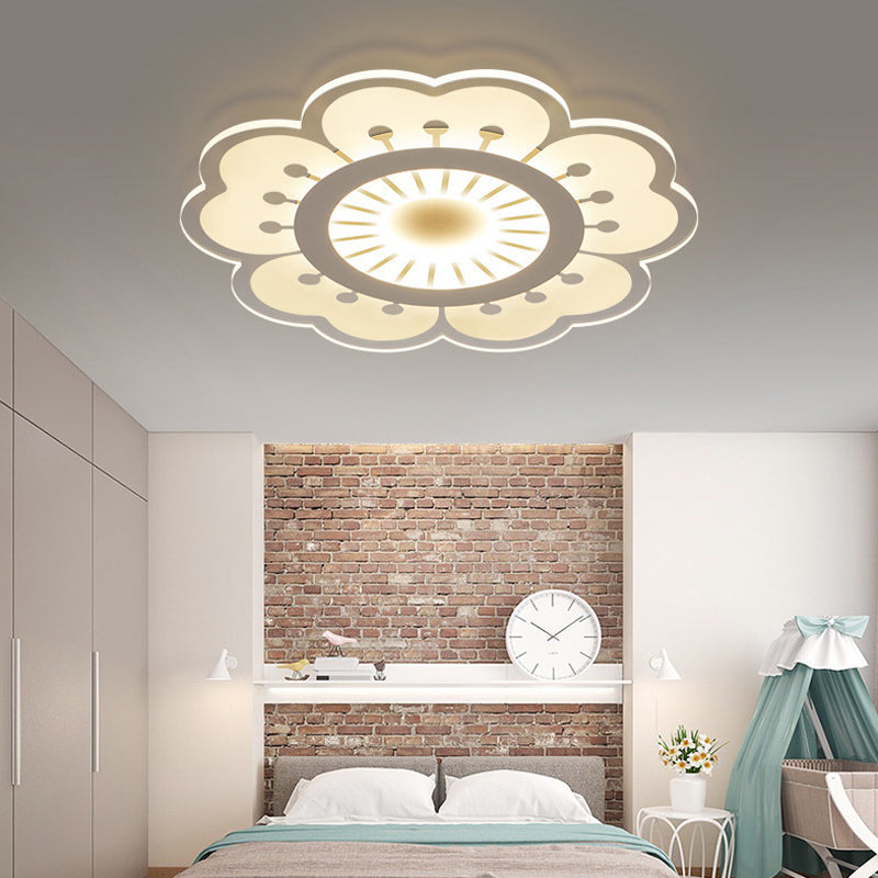 Blume Deckenbefestigung Zeitgenössische Acryl Weiß 16.5 "/20.5" Breite LED Bündig Montieren Beleuchtung, Warm/White/3 Farbe Licht