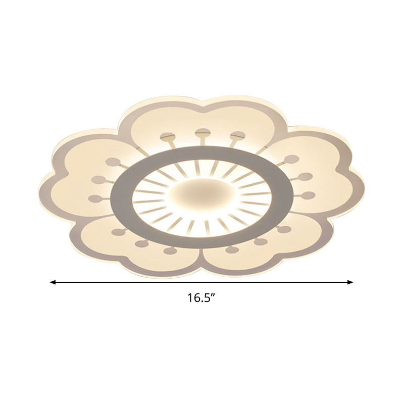 Blume Deckenbefestigung Zeitgenössische Acryl Weiß 16.5 "/20.5" Breite LED Bündig Montieren Beleuchtung, Warm/White/3 Farbe Licht