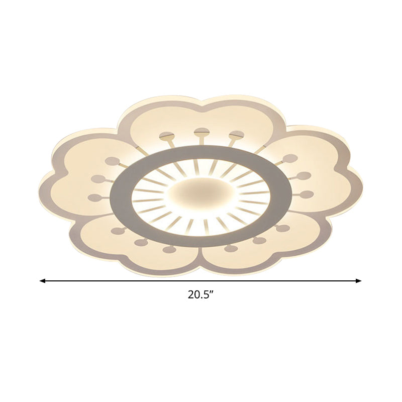 Blume Deckenbefestigung Zeitgenössische Acryl Weiß 16.5 "/20.5" Breite LED Bündig Montieren Beleuchtung, Warm/White/3 Farbe Licht