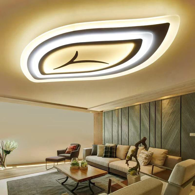 White Leaf Flush Mount Modern Acrylic 21.5"/25.5"/33.5" Wide LED Ceiling Light in Warm Light/White Light/Remote Control Stepless Dimming