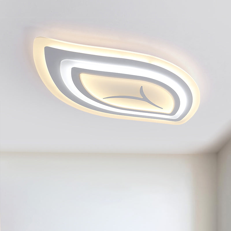 White Leaf Flush Mount Modern Acrylic 21.5"/25.5"/33.5" Wide LED Ceiling Light in Warm Light/White Light/Remote Control Stepless Dimming