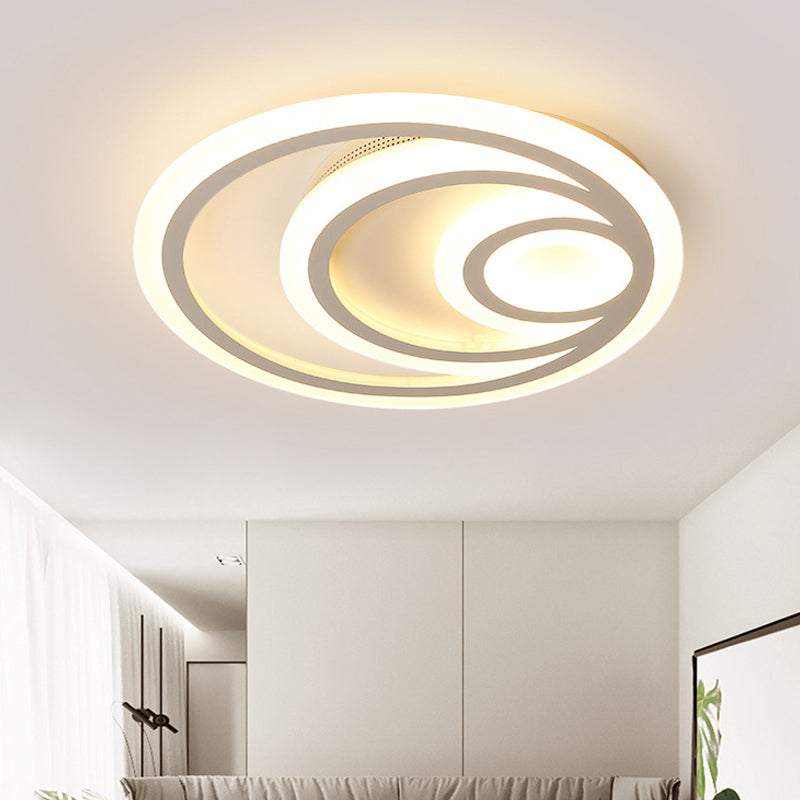 16"/19.5" Wide Ripple Acrylic Flush Mount Light Minimalist White LED Ceiling Lighting, Warm/White/3 Color Light