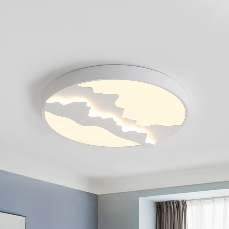 16"/19.5" Wide Mountain View Flush Light Fixture Simple Metal Gray/White LED Ceiling Mounted Light in Warm/White Light